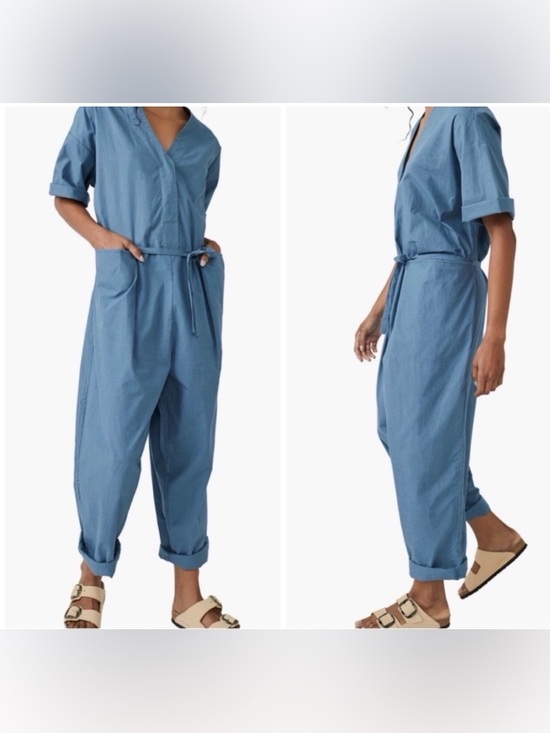 Free People Pants - Free People Feels So Right Cotton
Jumpsuit - Blue Mirage - S